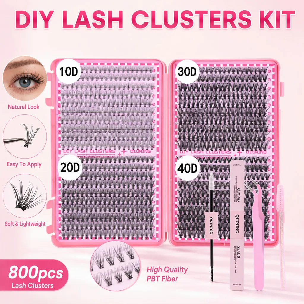 800PCS Kit Sambungan Bulu Mata Kluster DIY Kit Sambungan Bulu Mata Kit Bulu Mata dengan Ikatan Bulu Mata dan Pinset Bulu Mata Kedap — image 5