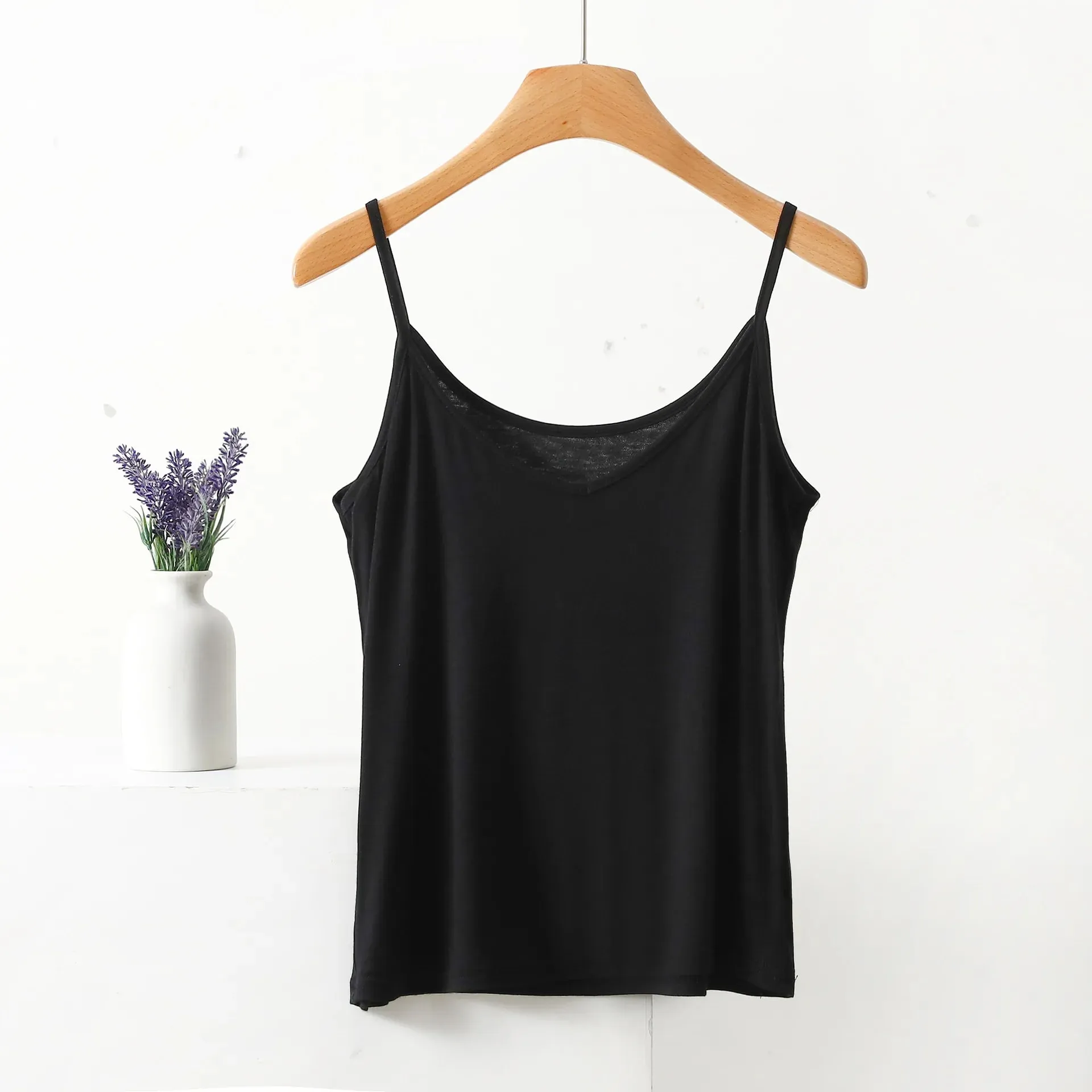 Spaghettiträger-Top für Damen, Neckholder, V-Ausschnitt, Basic-Cami, ärmellose Tanktops, Damen-Sommer-Unterhemd, einfarbig — image 11