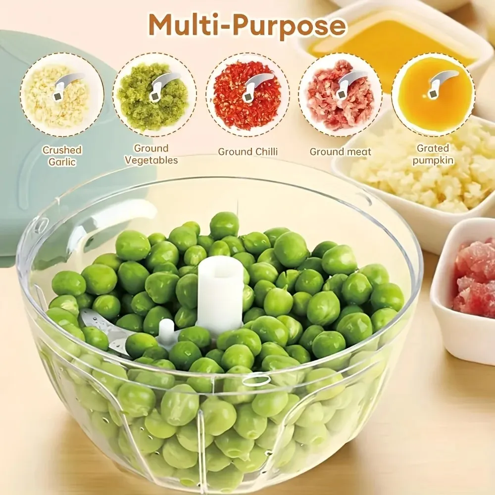 Cortador de mano para picadora de ajo, procesador de alimentos con cuerda manual, picador de verduras, para cebolla, jengibre, frutas, nueces, apto para lavavajillas — image 9