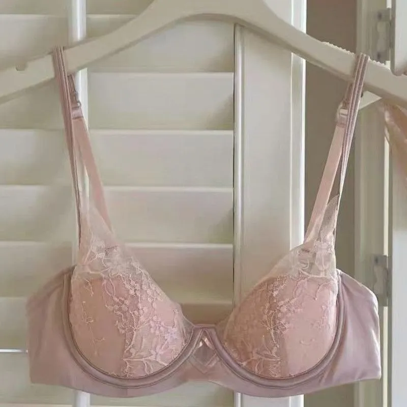 Ensemble soutien-gorge et culotte en dentelle pour femmes, Bralette élégante, bonnet Triangle sans fil, sans armatures, sous-vêtements fins, froncés, ensemble de Lingerie confortable — image 3