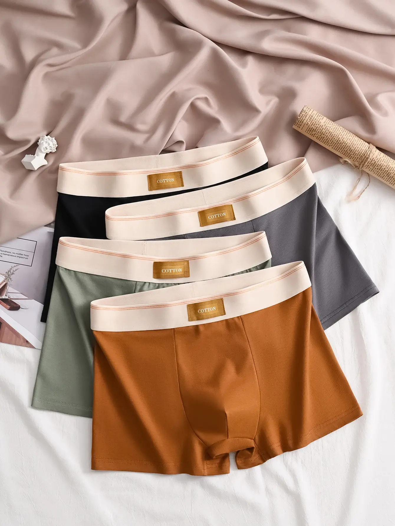 Boxer da uomo in cotone di alta qualità 3 pezzi Boxer sportivi morbidi e sani Casual alla moda Pantaloncini da uomo alla moda Biancheria intima — image 7