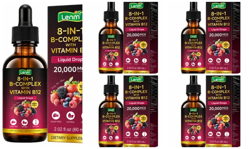 Vitamin B Kompleks 8-dalam-1 Mengurangkan Penyerapan Maksimum dengan Vitamin B12 Folat Menyokong Metabolisme Fokus Tenaga & Kesihatan Saraf 60ML — image 11
