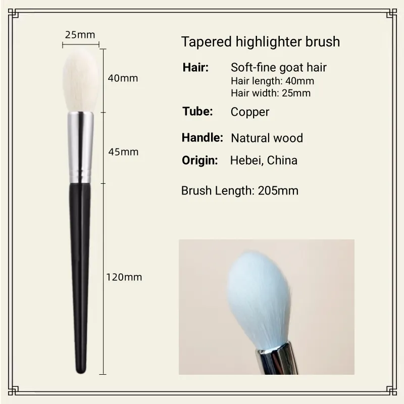Pinceau de maquillage en poils de chèvre naturels, surligneur, outils de beauté — image 2
