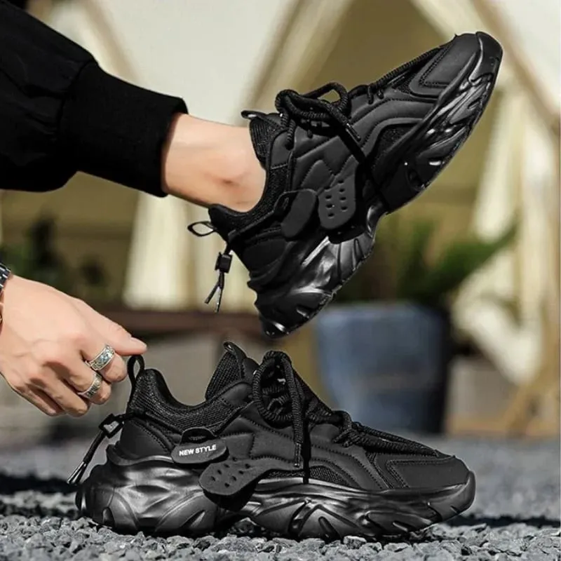 Men's Chunky รองเท้าผ้าใบหนาด้านล่าง Lace Up Breathable Vulcanize รองเท้าชายฤดูใบไม้ร่วงรองเท้าวิ่งกีฬารองเท้าผู้ชายรองเท้าสบายๆรองเท้าลื่น — image 6