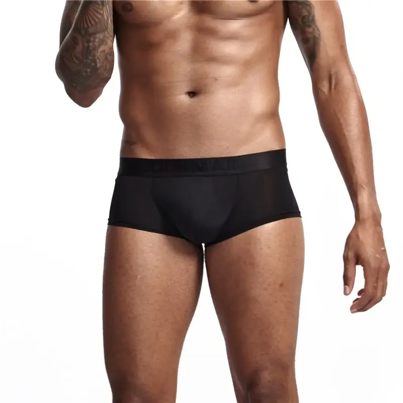 Sexy Ultra-thin Ice Silk Material Men's Underwear Fashion Solid Color Boxer Briefs Summer Cool and Breathable Male Trunks — image 7
