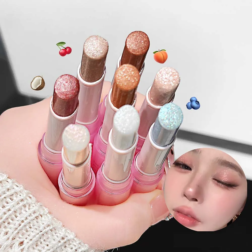 Funkelnder wasserfester Lidschatten-Textmarker, blauer Diamant-Gelee-Lidschattenstift, glitzernder rosa lila Lidschatten, erhellt das Make-up — image 7