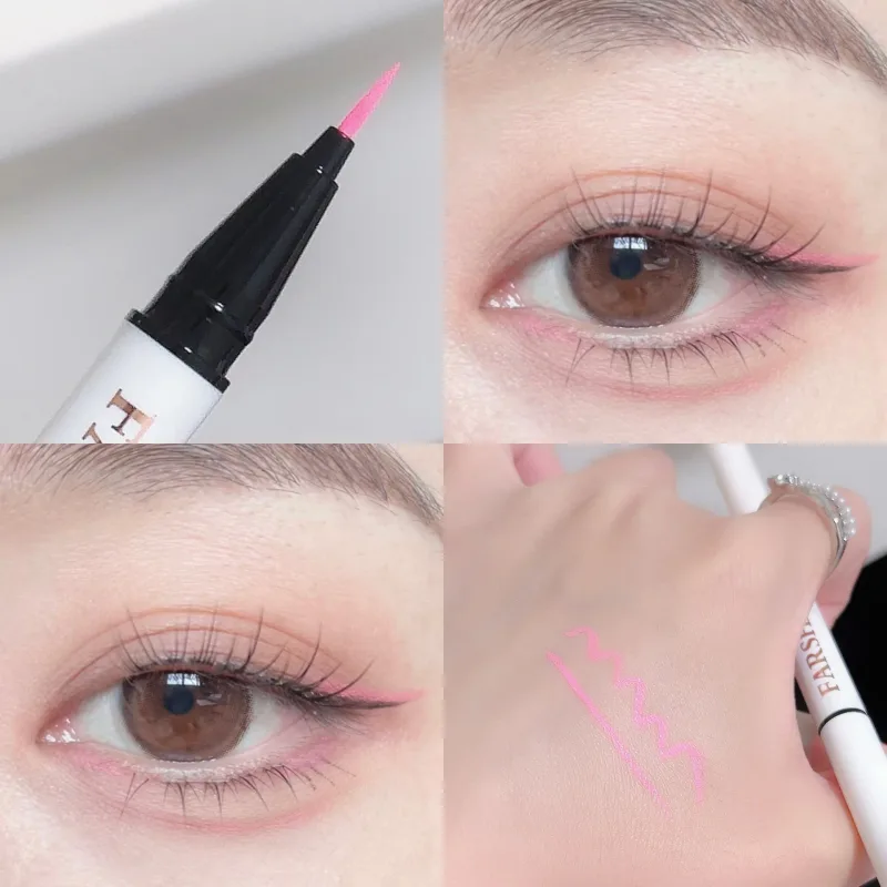 Flüssiger, mattierter, türkisfarbener Eyeliner, ultrafeiner, schwarz-weißer Eyeliner, wasserfest, einfach zu färbender, regenbogenfarbener Eyeliner, Augen-Make-up — image 10