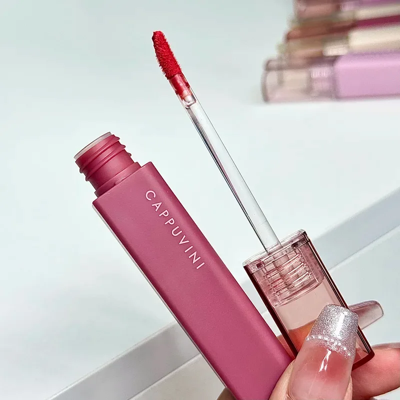 Cappuvini Matte Lip Gloss ความอิ่มตัวต่ำสีเทาสีชมพู Liquid ลิปสติก Waterproof Non-Stick No Fade Lip Tint เกาหลีแต่งหน้าเครื่องสำอาง — image 7