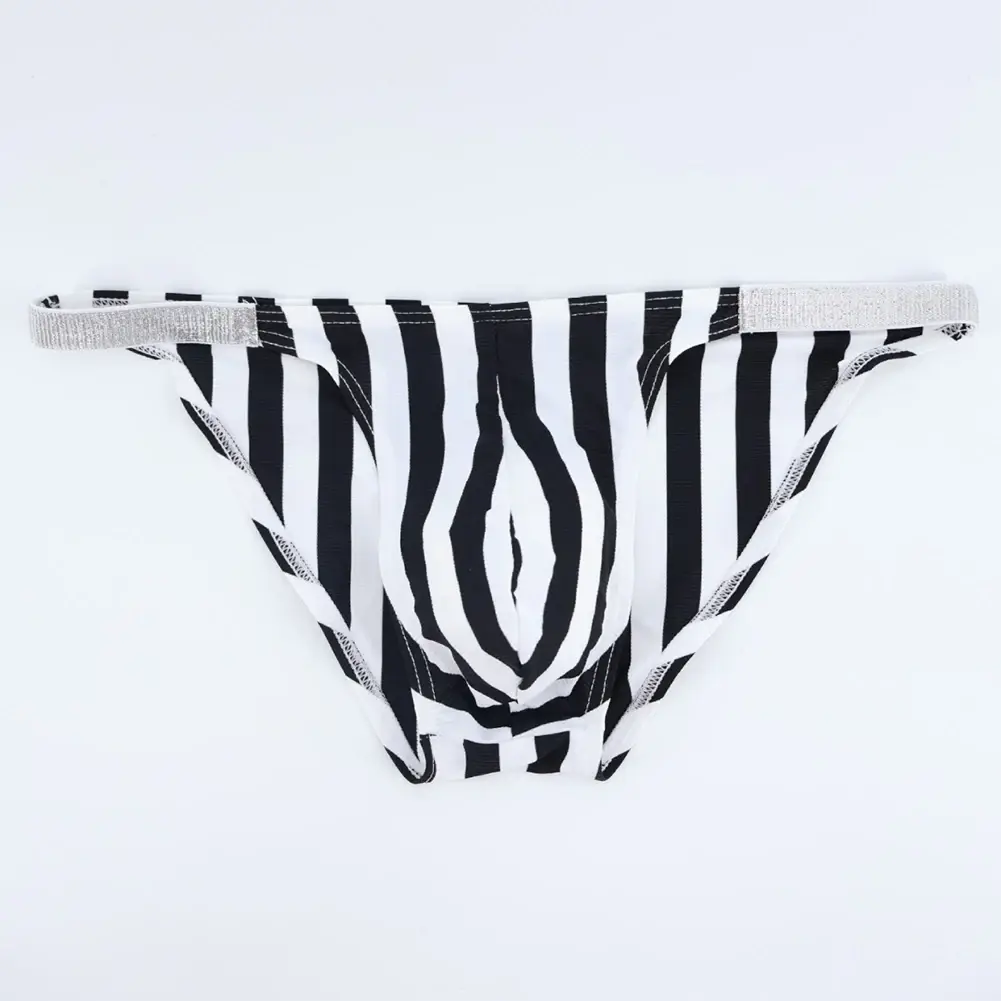 Comfortable Men Lingerie Briefs Bikini Black White Striped Underwear Sports Casual Man Tanga Panties Jockstrap Pouch — image 1