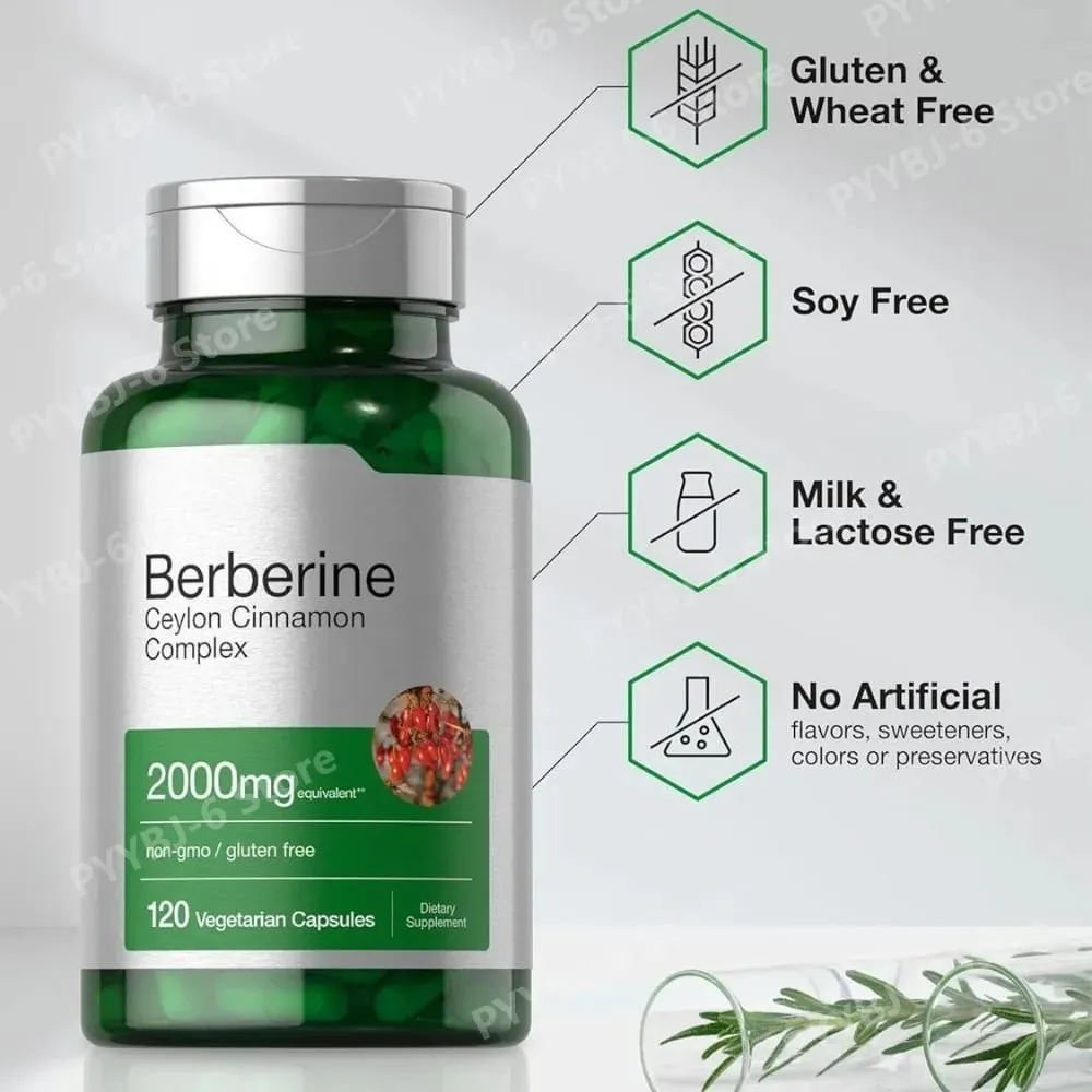 Berberyna Ceylon Cynamon Kompleks 2000 mg Kapsułki wegetariańskie Bez GMO Bezglutenowy codzienny suplement odnowy biologicznej dla dorosłych 120 sztuk — image 5