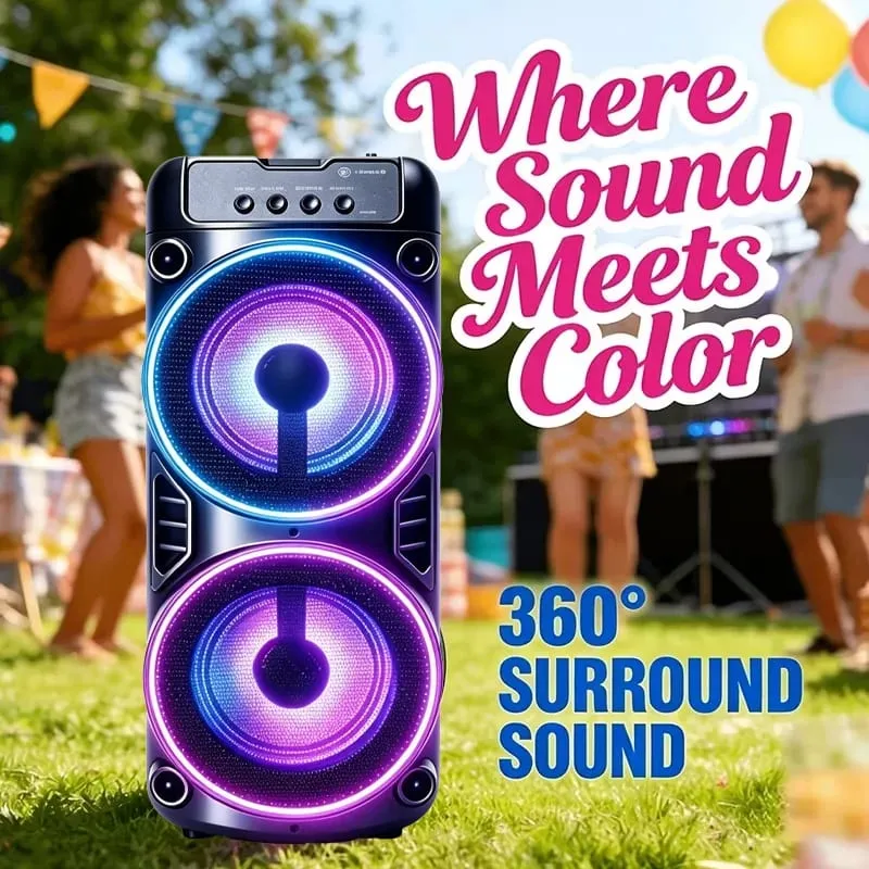 Altoparlante Bluetooth professionale di grandi dimensioni, design portatile con subwoofer JBL Party Box, luci LED compatibili con funzioni BT/USB/TF/AUX/FM/TWS/MIC/EQ Karaoke professionale. Regalo ideale per compleanni, Natale e Capodanno — image 5