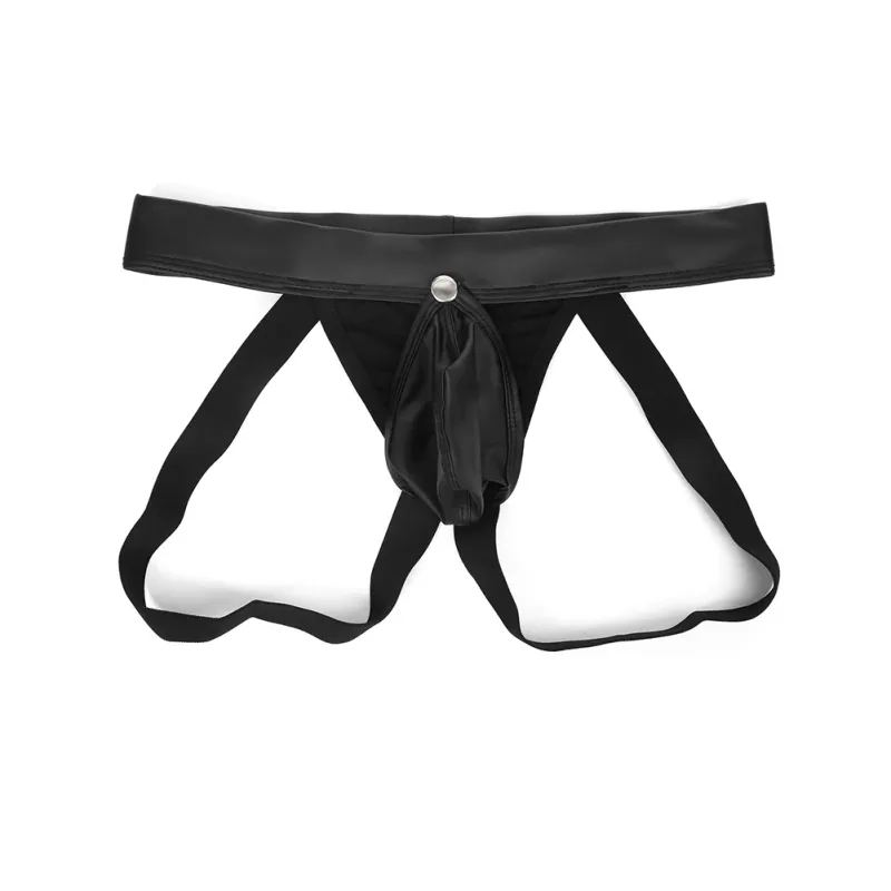 ผู้ชายหนัง Faux Gstring Thongs ชุดชั้นในที่ถอดออกได้เปิดก้นกางเกงเอวต่ำสำหรับสวมใส่สบาย — image 10