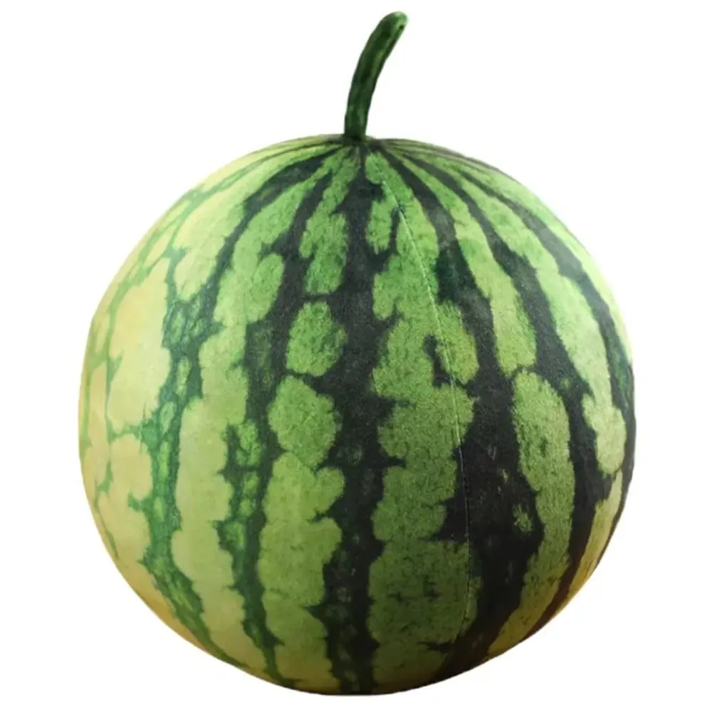 Soft Cotton Watermelon Plush Toy Round Oval Shape 3D Simulation Watermelon Stuffed Pillow Lifelike Funny Design — image 1
