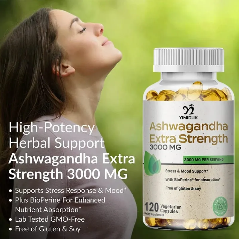 Organic Ashwagandha Root Extract Capsule Ashwagandha Supplement Help Stress Focus Brain Energy Support Sleep Health — image 3