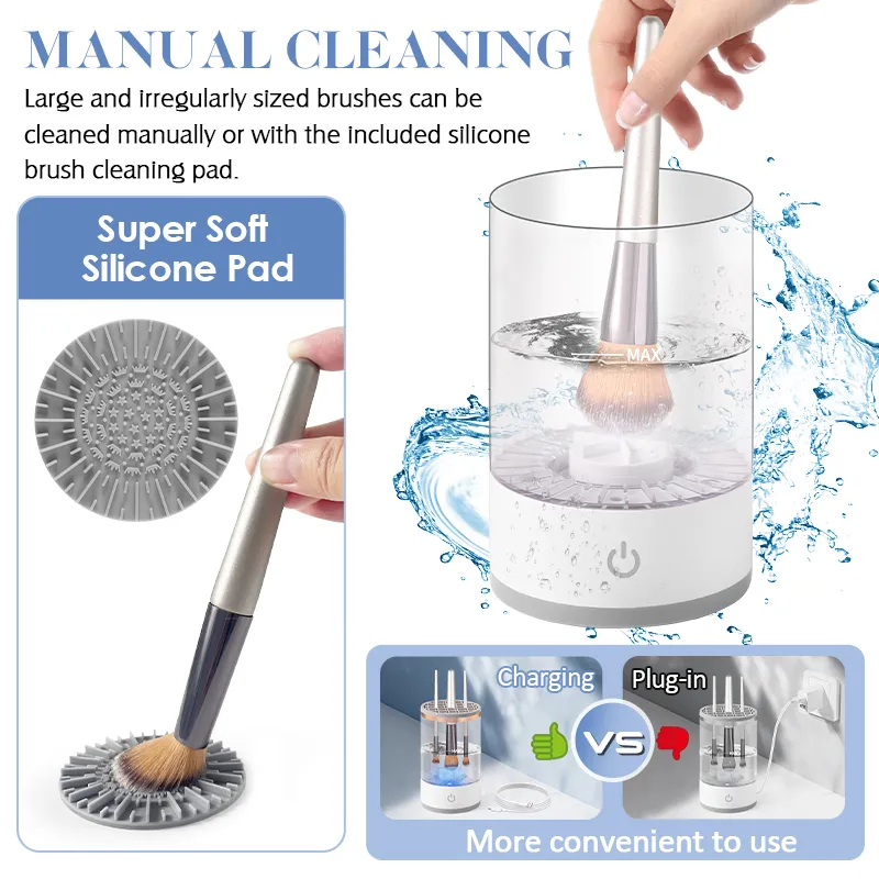 Portable USB Makeup Brush Cleaner 3 In 1 Electric Cosmetic Brushes Cleaning Dryer Tool Automatic Wash Makeup Cleaner For Women — image 3