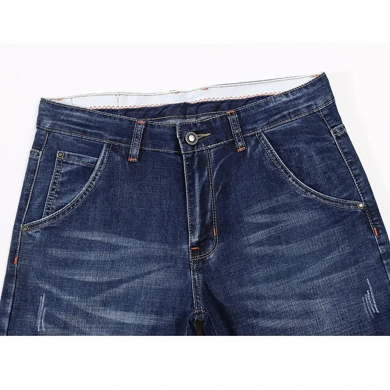 Jeans Men Summer 2024 Thin Blue Slim Straight Denim Pants Casual Fashion Men's Trousers Full Length Cowboys Man Homme Jean — image 3