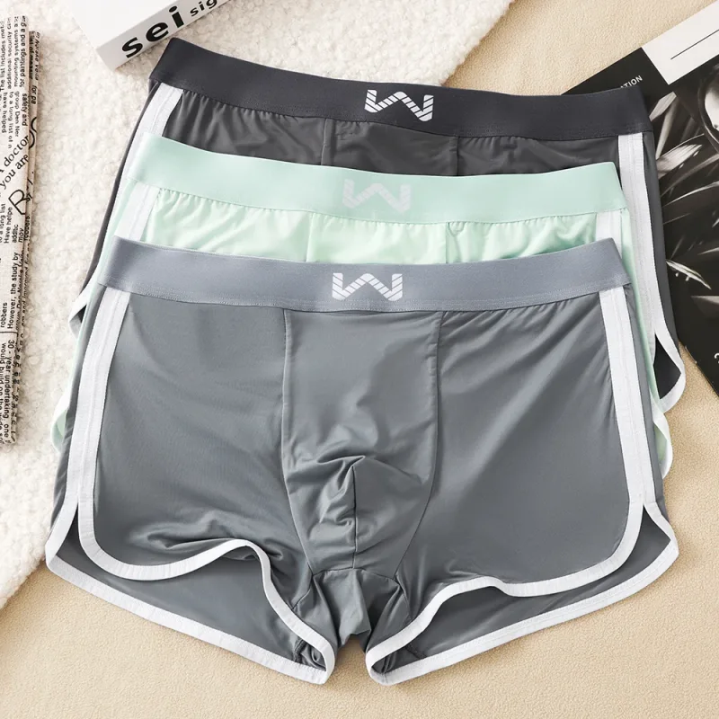 3st/pack Ice Silke Andas Antibakteriellt Mesh Herrkalsonger Stor Space Pouch Trosor Höga elastiska midjeband Boxer Homme — image 19