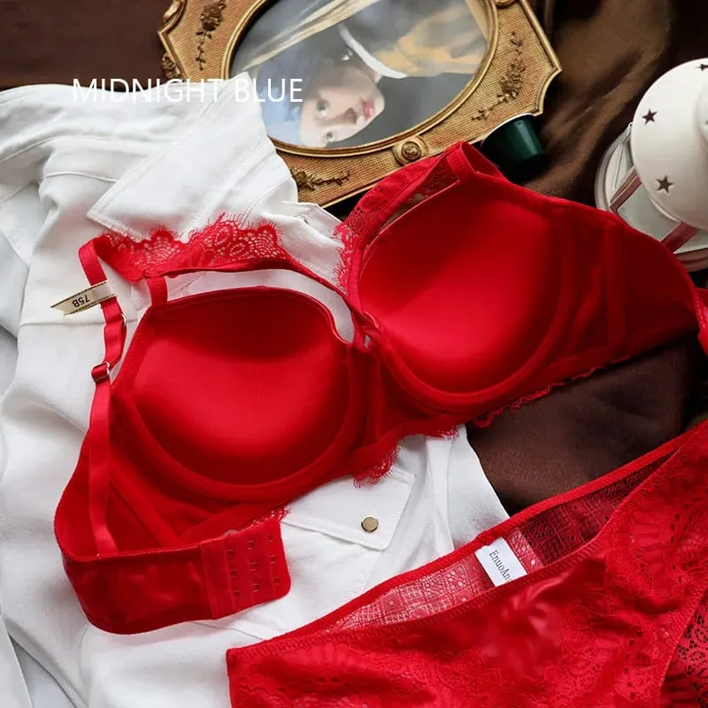 อเมริกันหนังเซ็กซี่ผู้หญิงชุดชั้นในเรียบบางหนาชุดสีแดงสีดำ Push Up ชุดชั้นใน Hollow Out C ถ้วย Intimates — image 5