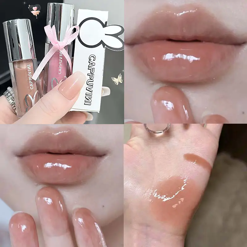 Kilauan Bibir Kilauan Coklat Cermin Berkilauan Tahan Lama Kilauan Bibir Air Lip Gloss Jeli Gebum Kalis Air Make Up Tint Bibir Pelembap — image 2