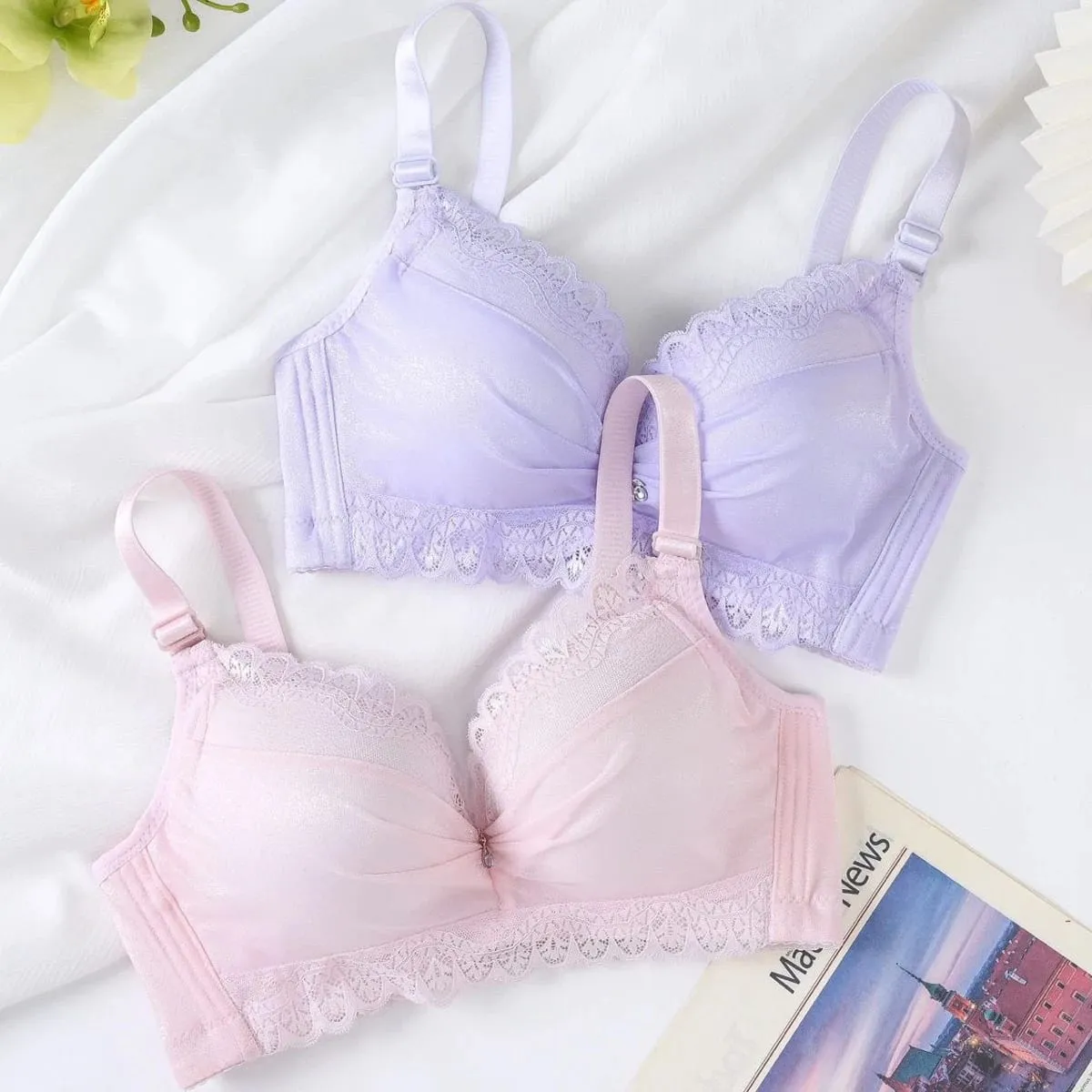 Ultra silná 8cm podprsenka push-up s krajkou Bezdrátové plné pokrytí spodního prádla boční podpora pro košíčky A/B ženy — image 2