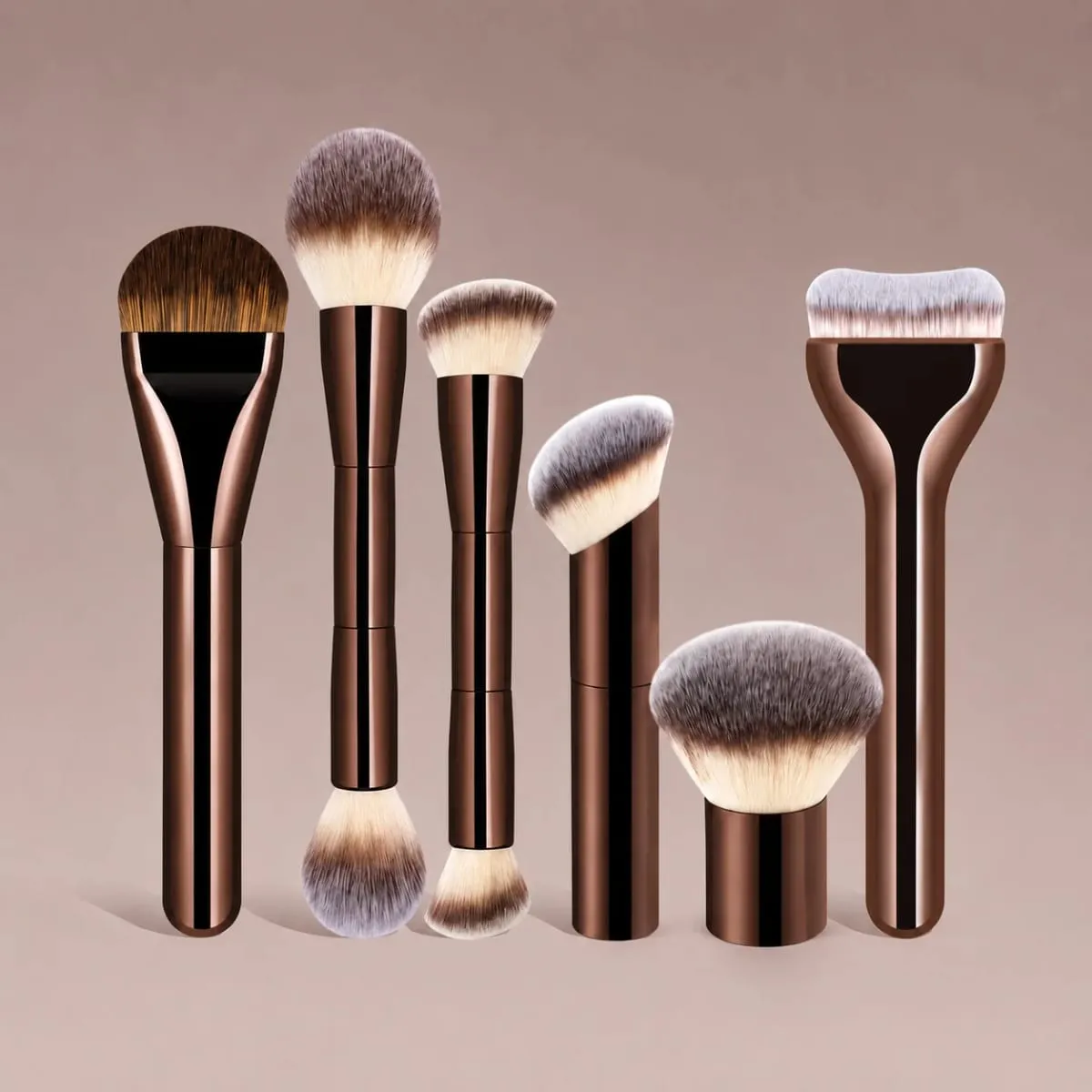 Set di pennelli per trucco da 6 pezzi Set di pennelli per fondotinta liquido professionale Pennello per fondotinta Pennello per fondotinta Pennello per fard Pennello in polvere sciolto Bru — image 2