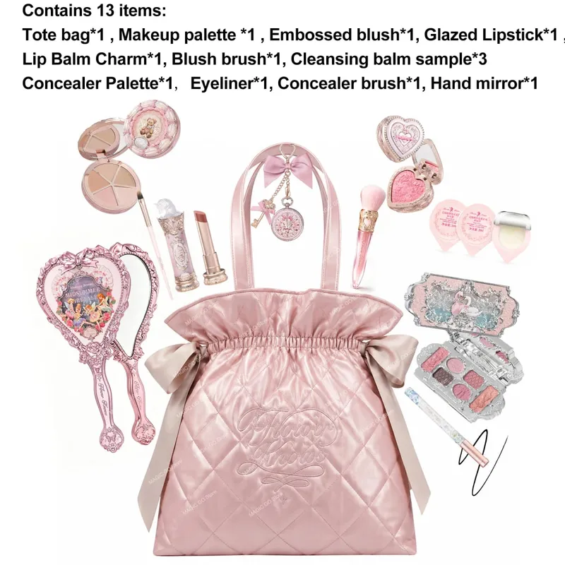 Flower Knows-Bolso de mano con patrón de diamantes, edición limitada, juego de maquillaje, sombra de ojos, corrector, colorete, delineador de ojos, lápiz labial, colección de belleza