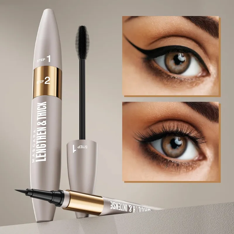 Eyeliner resistente all'acqua e al sudore, a prova di sbavature, mascara allungante e ispessente, set combinato mascara e eyeliner — image 4