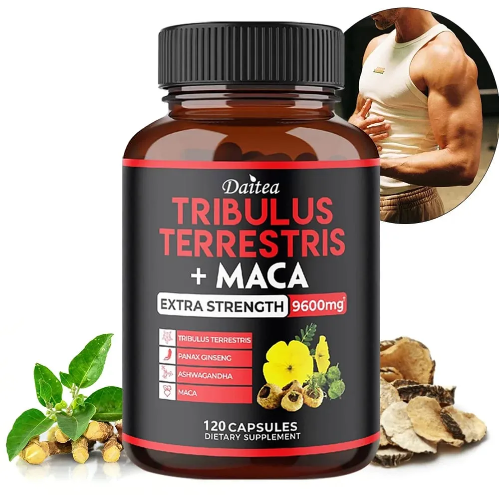 Tribulus Terrestris Capsules 7000 mg avec Maca Ginseng et Ashwagandha Energy Focus musculaire et soutien à l'endurance pour hommes — image 2