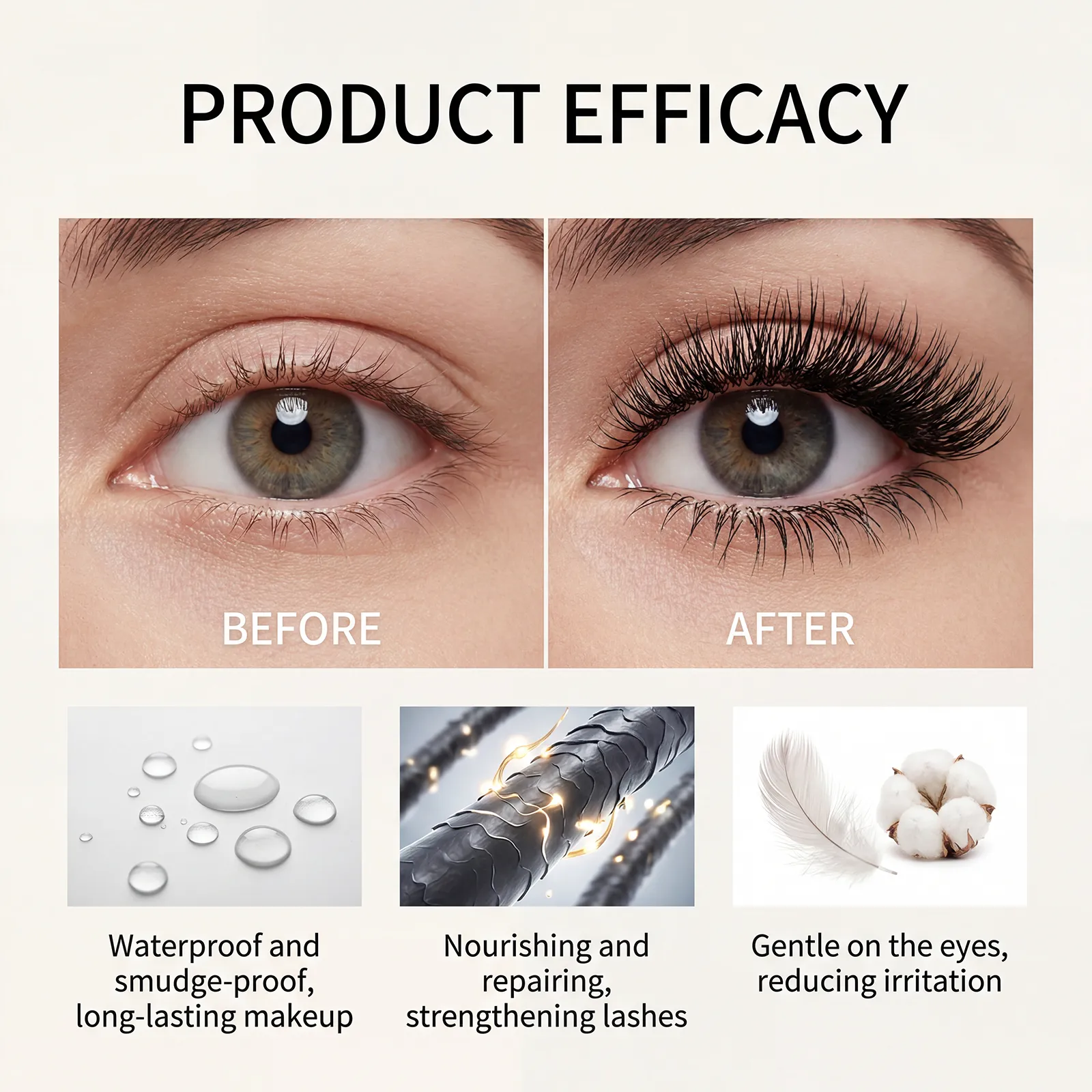 Crema mascara incurvante Mascara allungante 3D Stereo impermeabile e resistente al sudore Mascara allungante marrone nero ad asciugatura rapida Trucco occhi — image 2