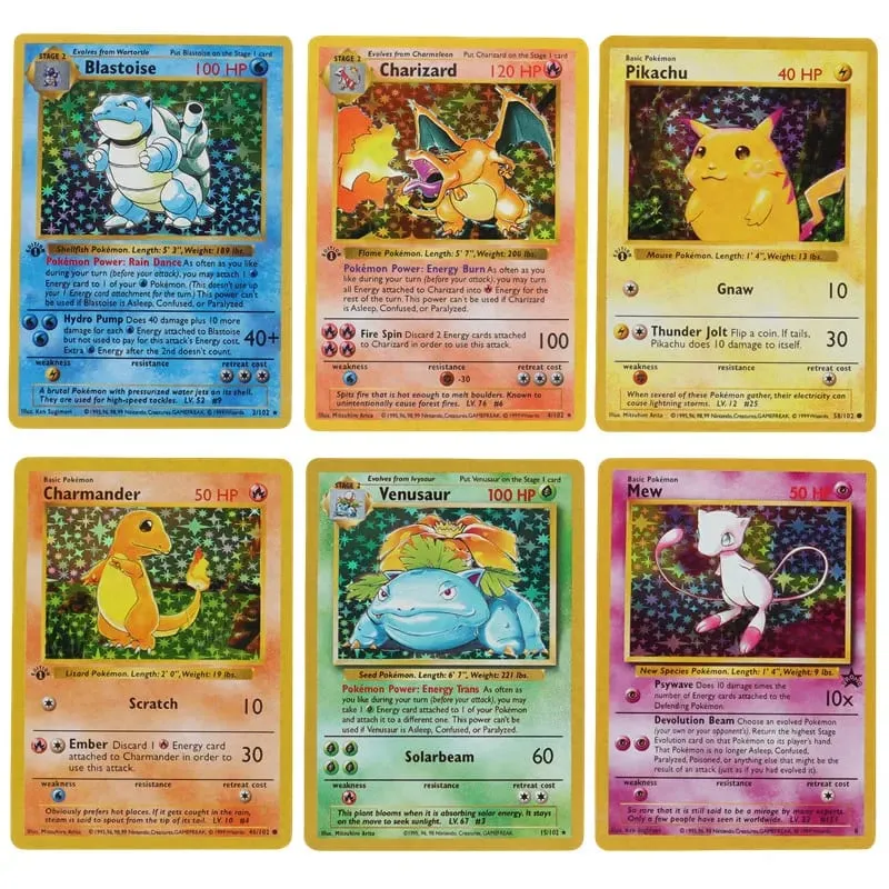 151 Keping/kotak Kad Pokémon Edisi Pertama tahun 1996 Rare Charizard Pikachu Mewtwo Blastoise Mengumpul mainan kad Versi Bahasa Inggeris — image 3