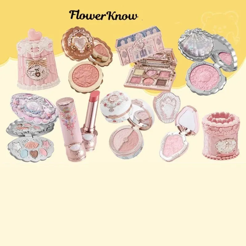 Conjunto completo de maquiagem Flor Knows Morango Rococó Glitter Matte Lipgloss Blush Power Velvet Batom Kit Conjuntos de perfume — image 3