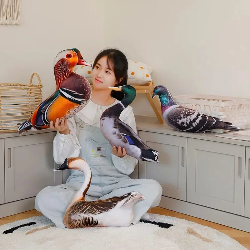Simulation 3D Printed Animal Pillow Lifelike Parrot Goose Duck Pigeon Pheasant Cock Stuffed Doll Cute Cushion Toys Home Decor — image 2
