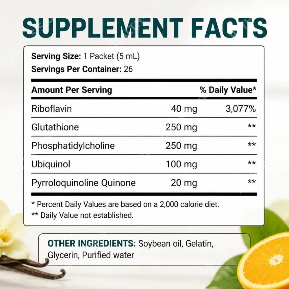 Balíčky tekutého doplňku glutathionu s vylepšeným obsahem lipidů s citrusovou vanilkou podporují zdraví střev a zdraví pokožky 26 balení 130 ml — image 3