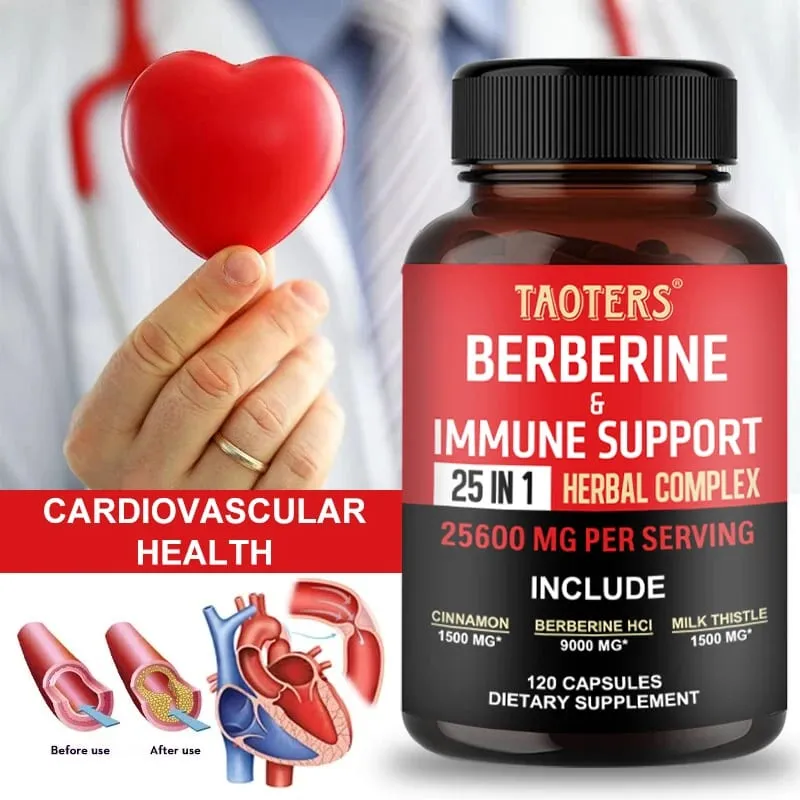 แคปซูล Berberine ประกอบด้วย Ceylon Cinnamon และ Milk Thistle เพื่อสนับสนุนสมดุลกลูโคส สุขภาพตับ การย่อยอาหารและลดน้ำหนัก — image 1