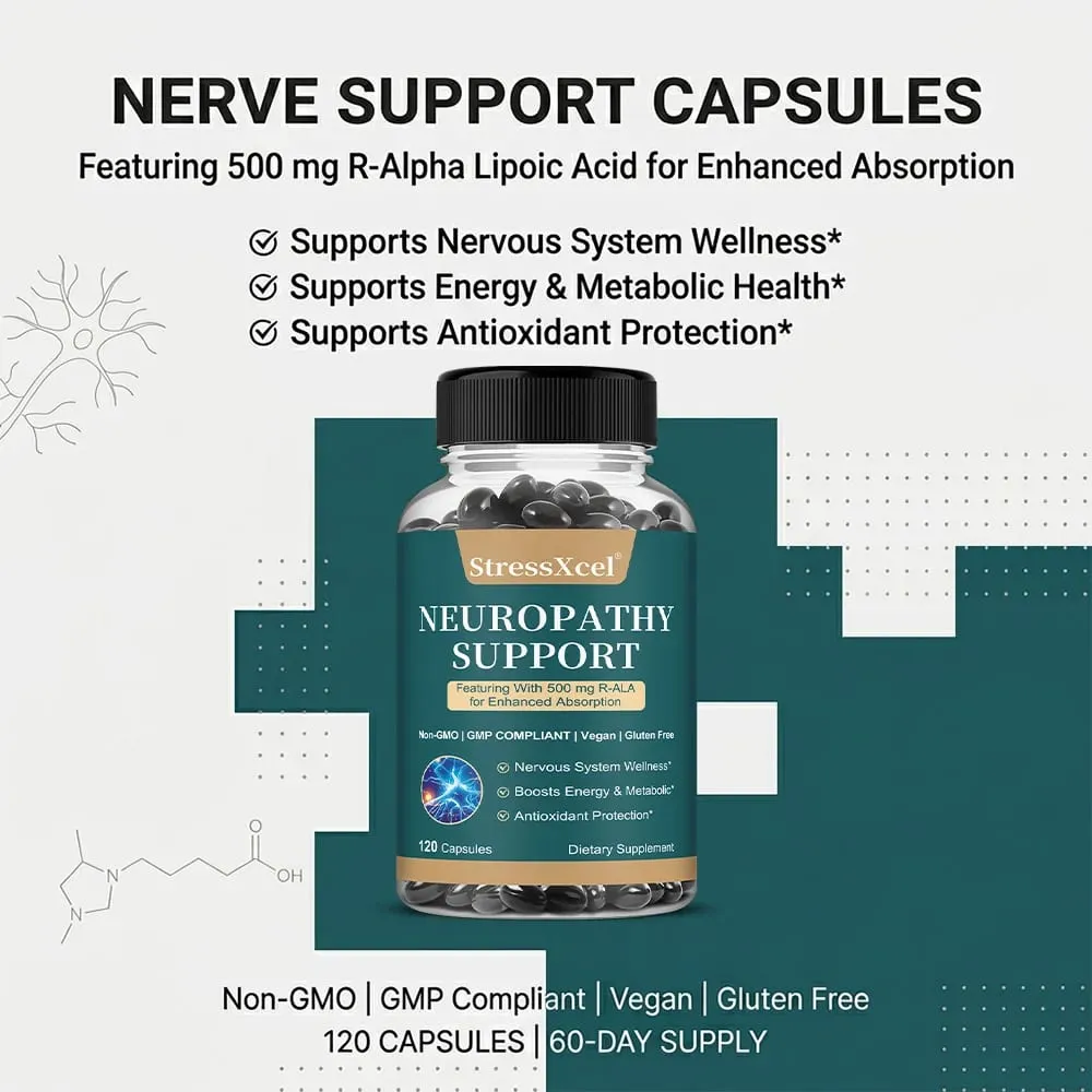 Neuropatie Kapsle Bylinná směs Antioxidant Podpora Denní Nervy Wellness Tělo Metabolismus Buněčná vitalita a nálada Klid — image 3