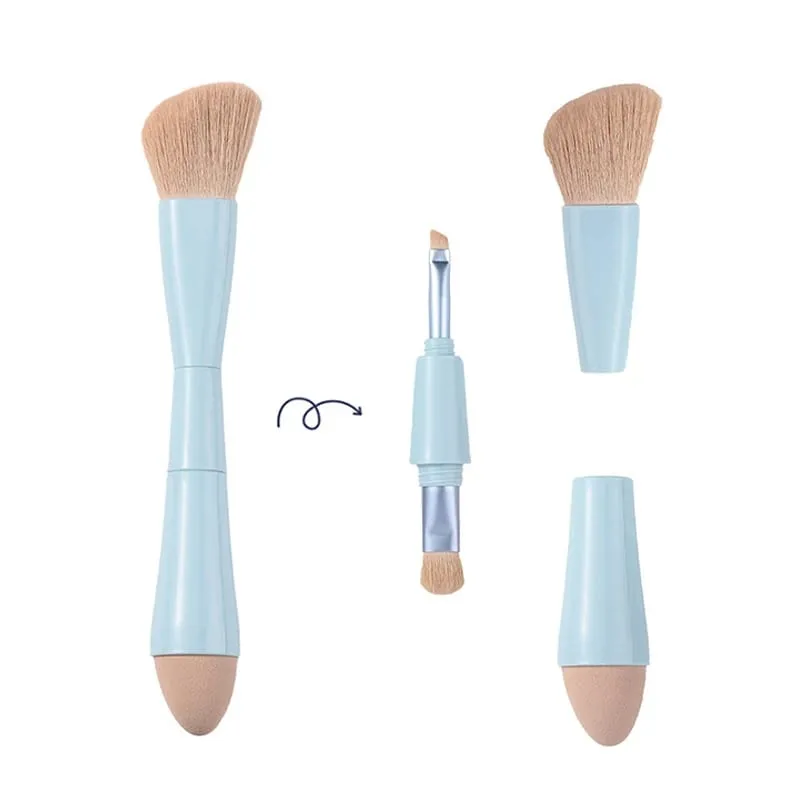 【B】1 pezzo 4 in 1 portatile da viaggio multitasker strumenti di bellezza pennelli per trucco set di pennelli per trucco rimovibili pennelli per trucco