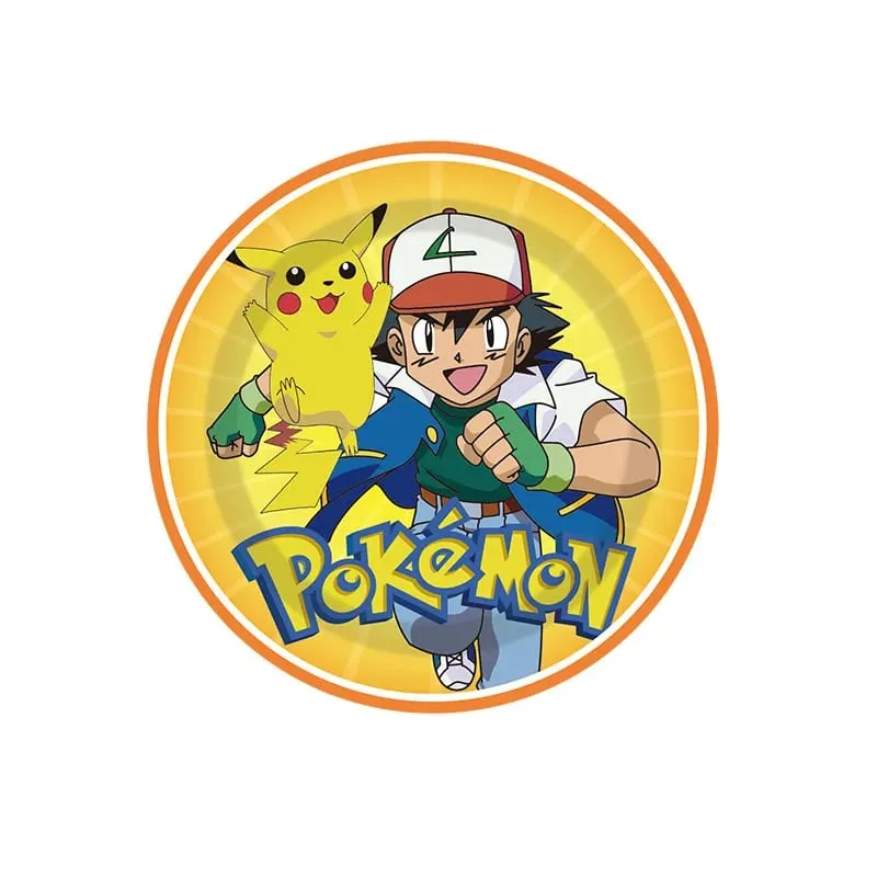Pokemon Birthday Party Disposable Party Plates Pikachu Theme Tablecloth Character Balloon Birthday Decoration Baby Shower Suppli