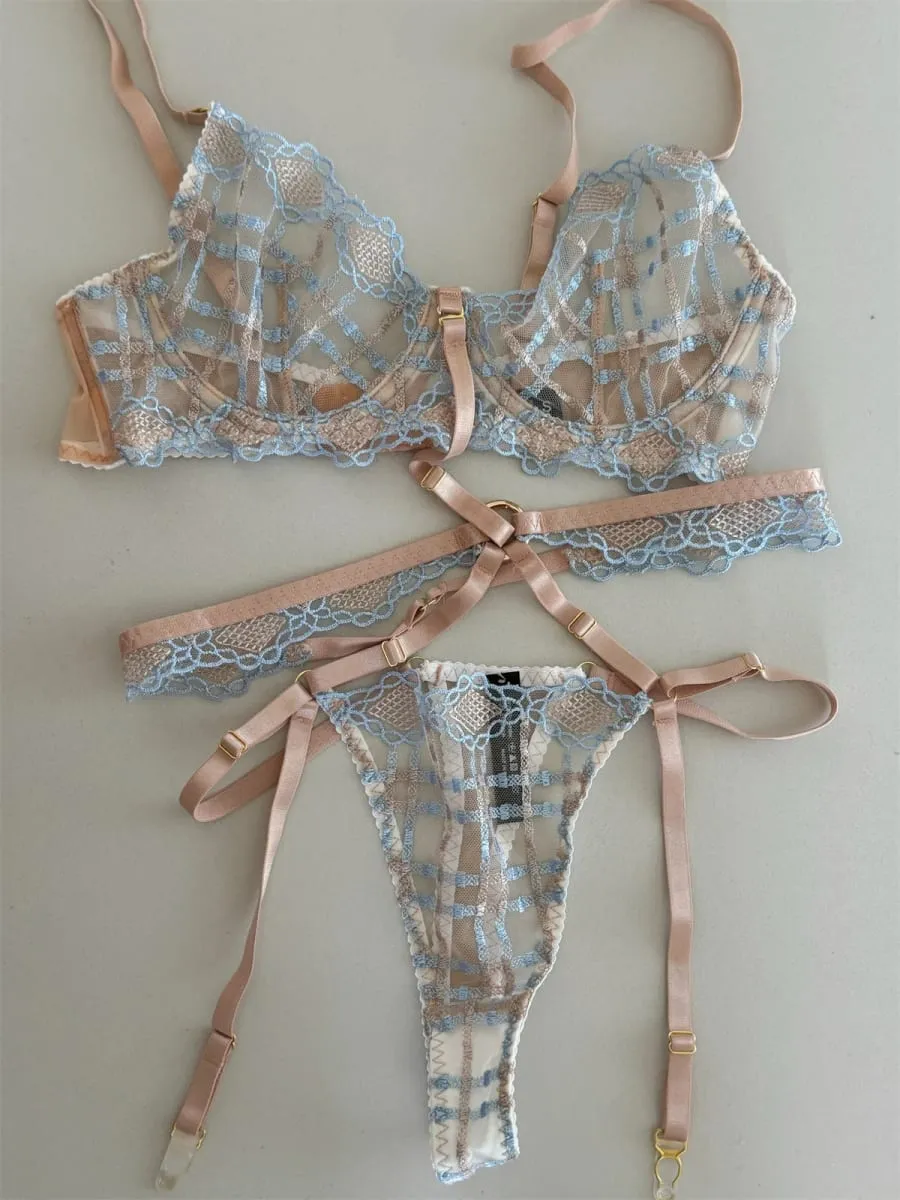Charmante Spitze-Dessous-Seide, dünn, sexy, dünn, Stahlring, Top-Stütze, gerafftes BH-Set, Damen-Push-up-BHs, Tangas-Anzug — image 1
