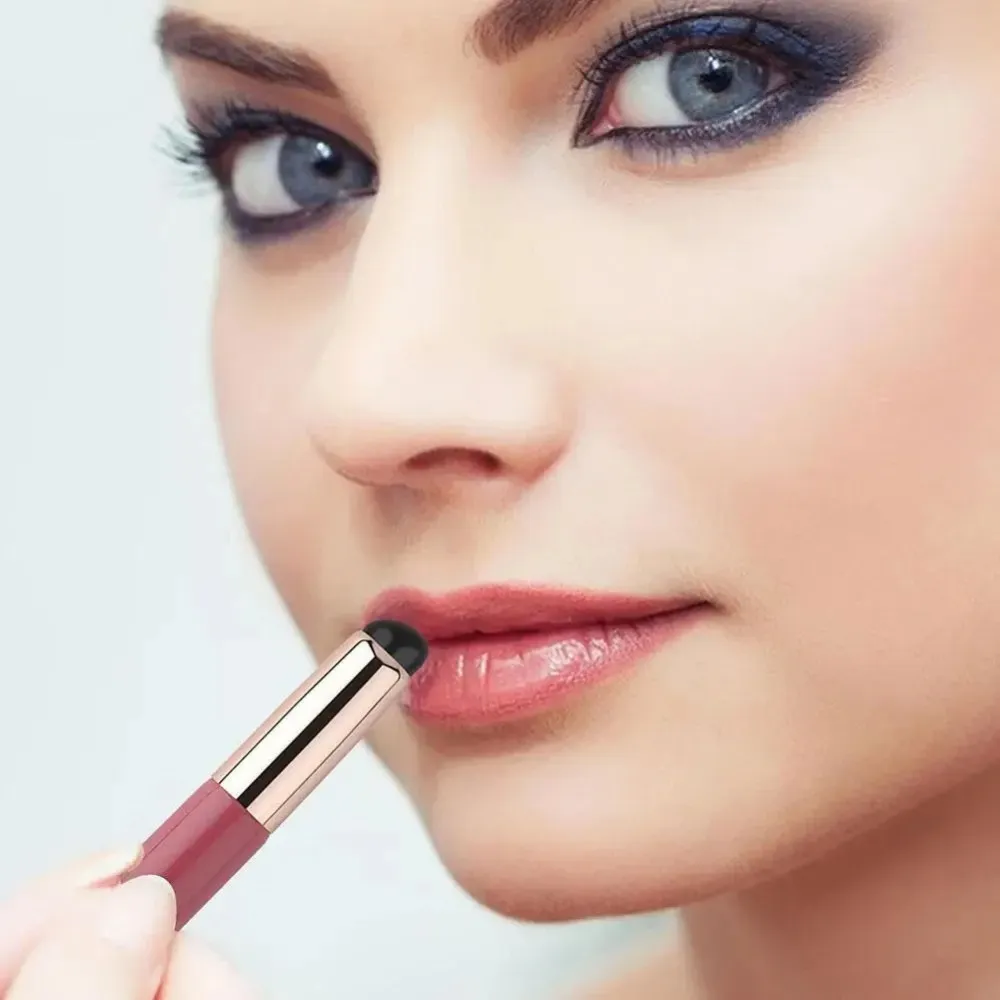1 Buah Kuas Bibir Silikon dengan Tutup Penutup Kuas Concealer Seperti Ujung Jari Q Kuas Rias Lipstik Lembut Kepala Bulat Tidak Rusak Merah Muda — image 6