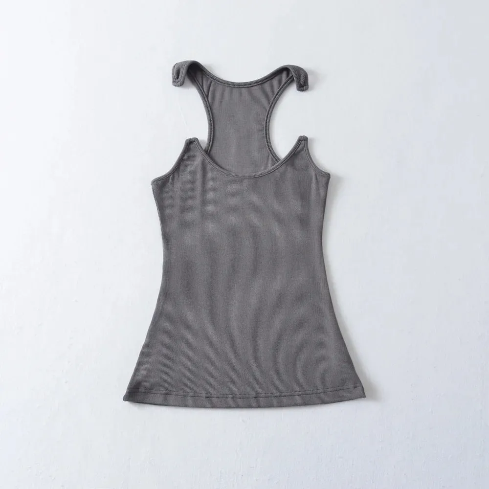 ผู้หญิง Ypro Ribbed สายรัดที่มองไม่เห็นเสื้อกล้าม Camis Tee