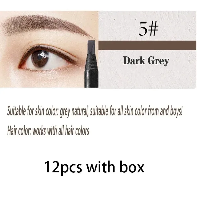 6/12PCS ดินสอเขียนคิ้ว Hard Core ขายส่งแต่งหน้าดึงสาย Haozhuang ยี่ห้อถาวร Peel off สีขาวสีดำกันน้ำธรรมชาติ — image 18