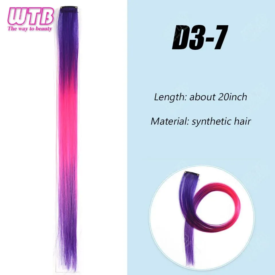 Synthetic Colored Clip in Hair Extensions Straight Hairpiece Multi-Colors Party Highlights Clip in Synthetic for Women Girls — image 11