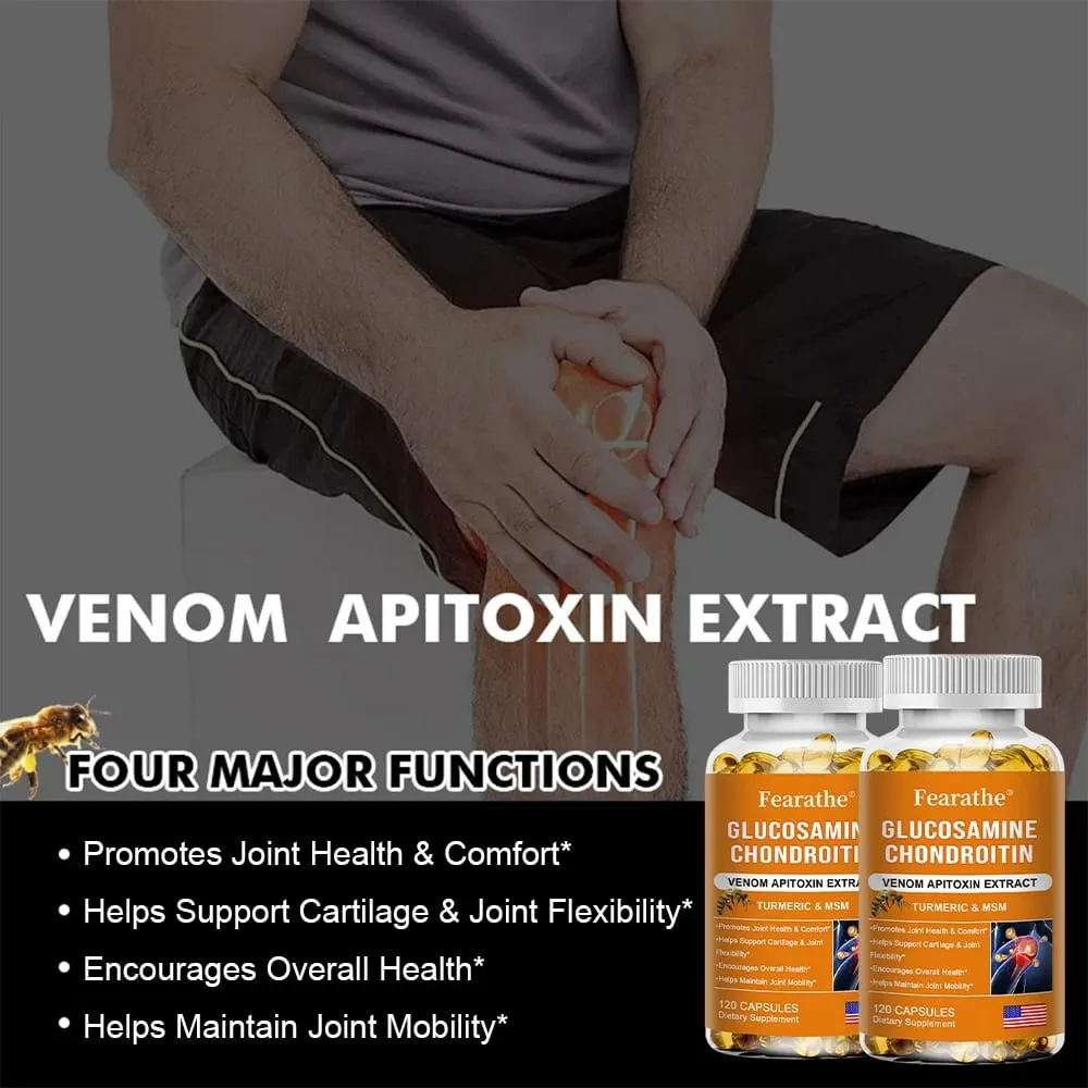 Glucosamina Condroitina Veleno d'api Curcuma e MSM - Supporto digestivo antiossidante per le articolazioni delle ossa Non OGM — image 2