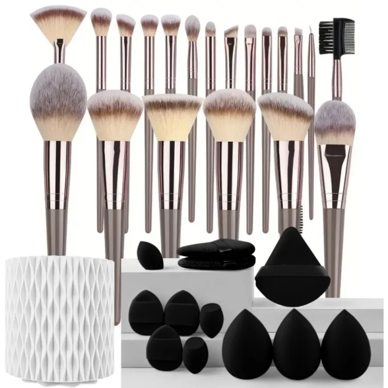 סט מברשות איפור 3-20 יחידות צלליות Fluffy Foundation קונסילר סומק סימון תיבת אחסון קוסמטיקה לנשים כלי יופי — image 23