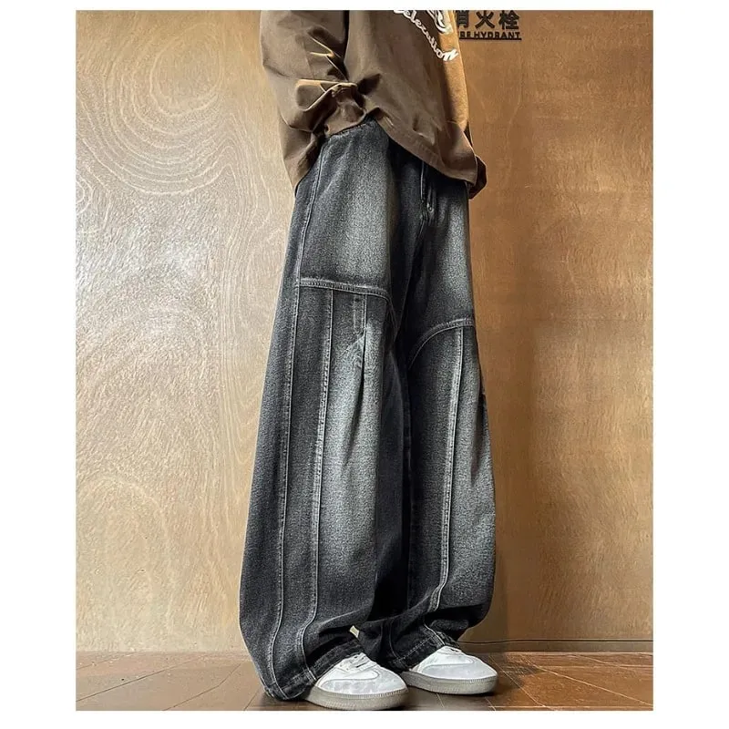 Herren Jeans Mann Hosen Frühling American Retro Patchwork Bequeme Große Größe Lose Denim Hosen Plus Size Böden Stilvoll Lässig — image 6
