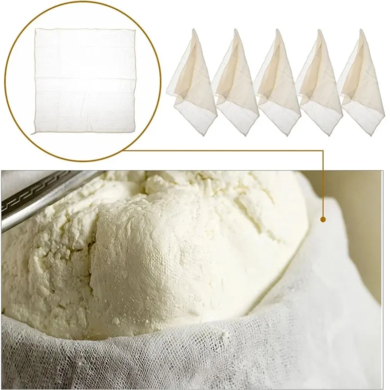 1-5pcs Large White Cotton Gauze Cheesecloth Fabric Reusable Muslin Cloth for Straining Cooking Tofu Cheesemaking Baking — image 3