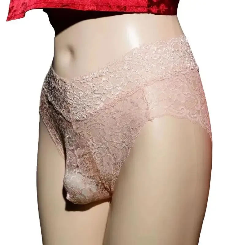 Sissy Pouch Underwear Men Ultra-Thin Lace Panties Hollow Mesh Briefs Crossdressing Feminization Underpants Gays Lingerie — image 8