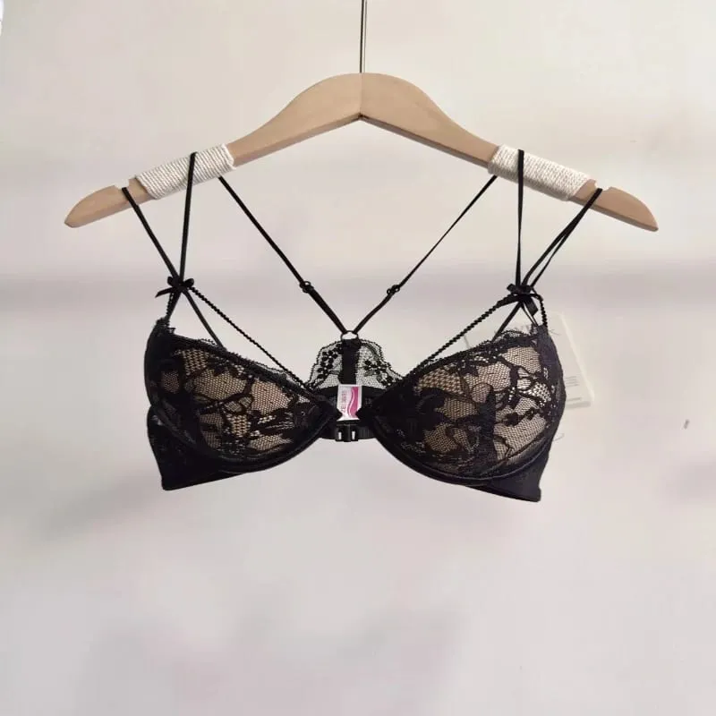 Conjunto Lencería Encaje Cierre Delantero Mujer Sin Varilla Push Up Sujetador Delicadamente Forrado Correas Delicadas — image 4