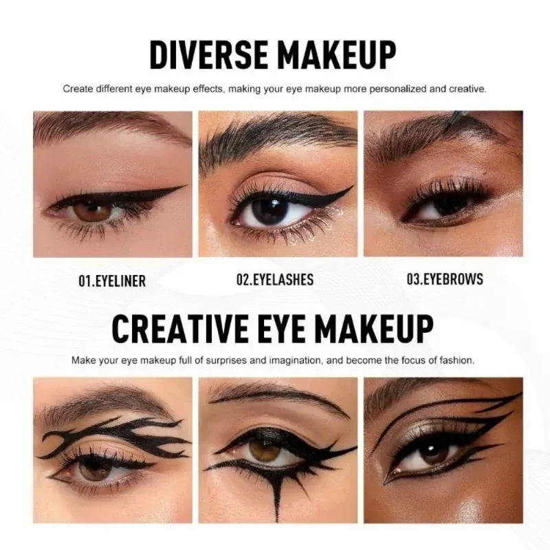 3Pcs Smooth Eyeliner ปากกา-Smudge-Proof Eye ปากกา Quick-DRY สำหรับทุกโอกาสสีดำและสีน้ำตาลเข้มแต่งหน้า — image 5