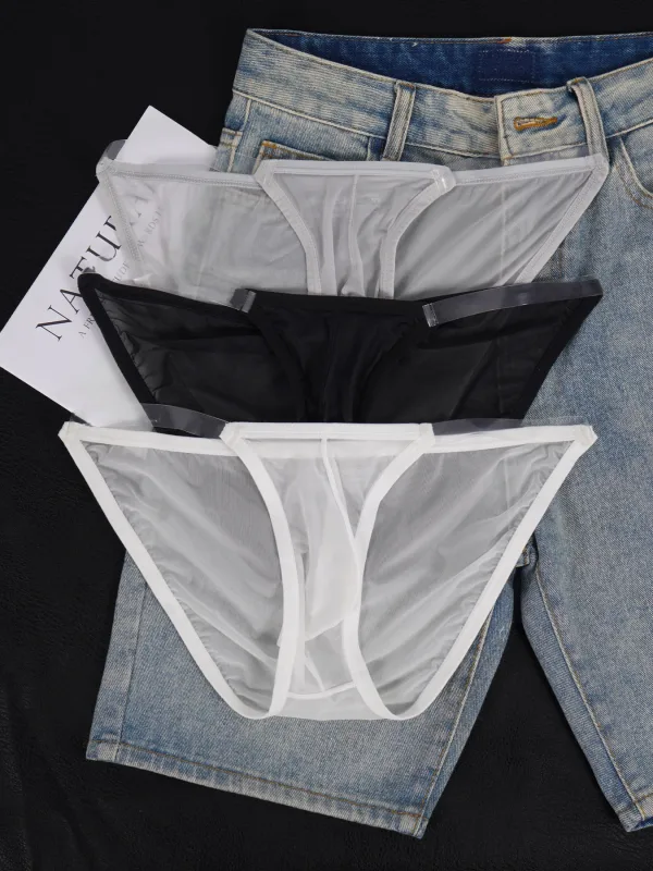 Slip rafraîchissant Ultra-fin en maille de soie glacée pour hommes, 1 pièce, ceinture fine transparente, sous-vêtements quotidiens, offre spéciale, printemps et été — image 4